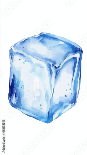 Vibrant Ice Cube Watercolor Digital Art for Cool Freshness Themes in Design