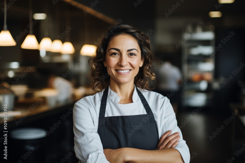 Portrait of a middle aged Hispanic chef in kitchen Portrait of a middle aged Hispanic chef in kitchen