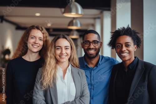 Group portrait of a middle aged business people team in office