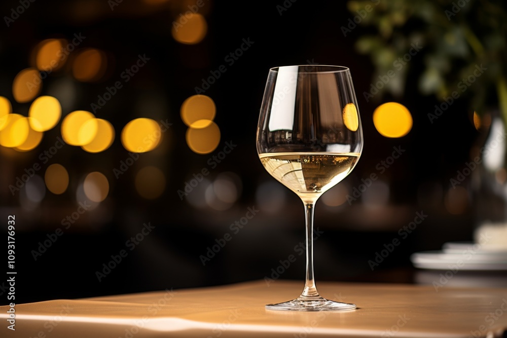 Elegant white glass wine on table Elegant white glass wine on table
