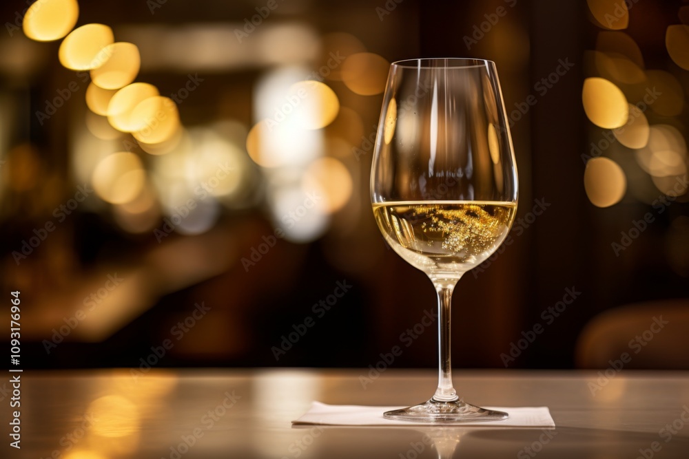 Elegant white glass wine on table Elegant white glass wine on table
