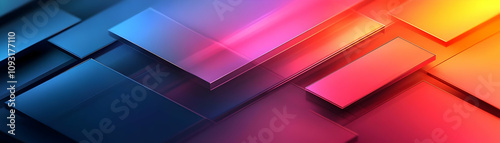 Abstract Background 3D Render Geometric Shapes Blue Pink Orange