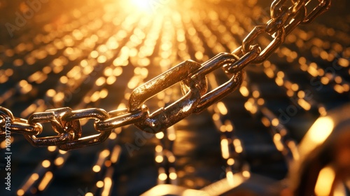 Golden chain segment with vibrant sunlit reflections photo