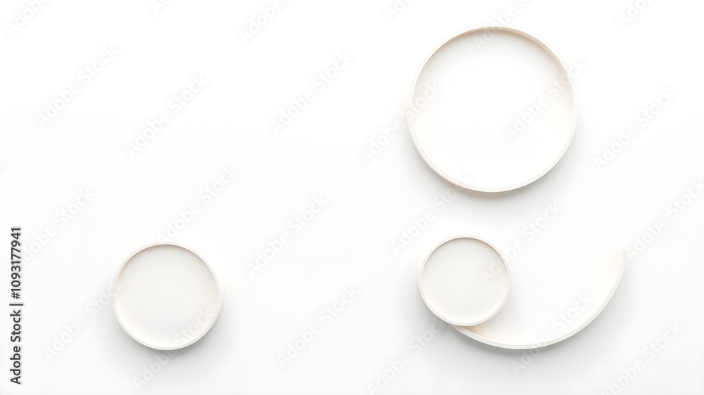 Minimalist abstract circles on a light background, clean and refined, smooth shapes, sense of balance and harmony, modern and subtle design. Generative AI Minimalist abstract circles on a light background, clean and refined, smooth shapes, sense of balance and harmony, modern and subtle design. Generative AI