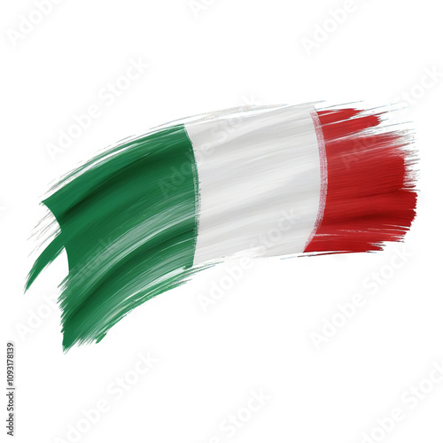 Obraz na plátně Italy Flag Brush Stroke Isolated on White