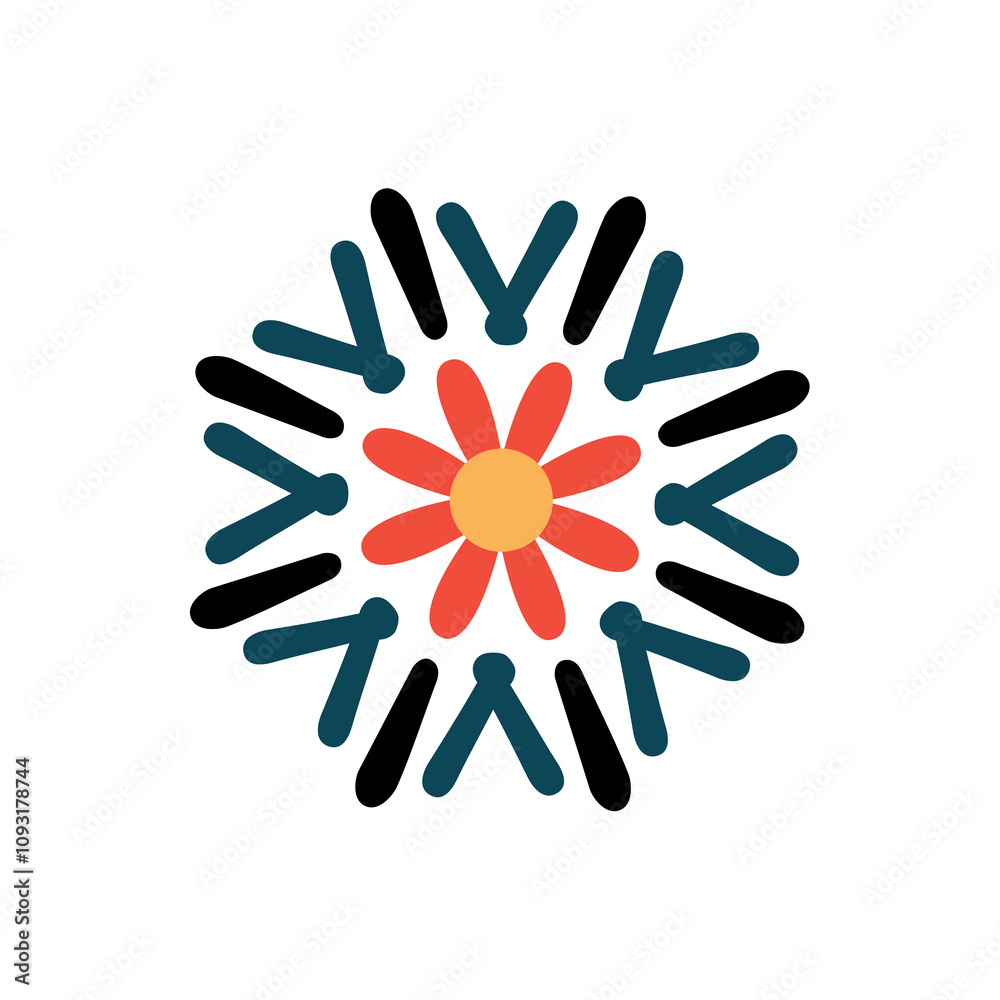 Abstract Floral Mandala Design with Geometric Symmetry - PNG Abstract Floral Mandala Design with Geometric Symmetry - PNG