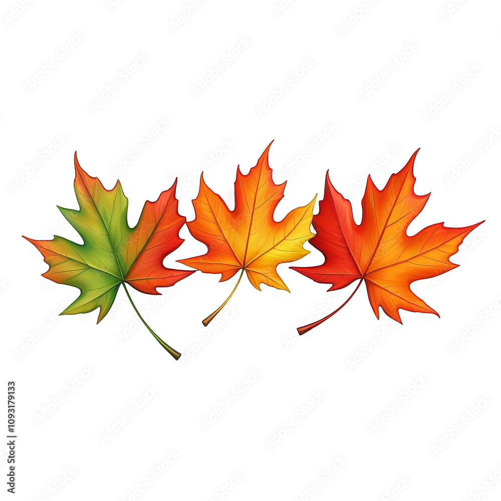 Fototapeta premium Realistic Red Maple Leaves Illustration
