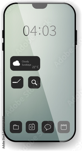 Modern Smartphone Home Screen Concept With Weather Widget and Functional Icons