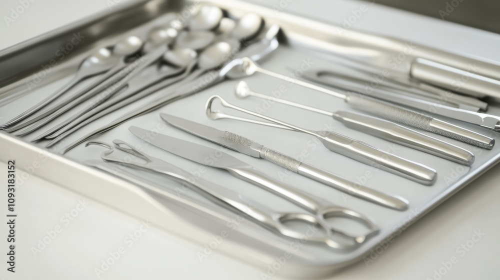 Medical Instruments on Operating Table Isolated on White Medical Instruments on Operating Table Isolated on White