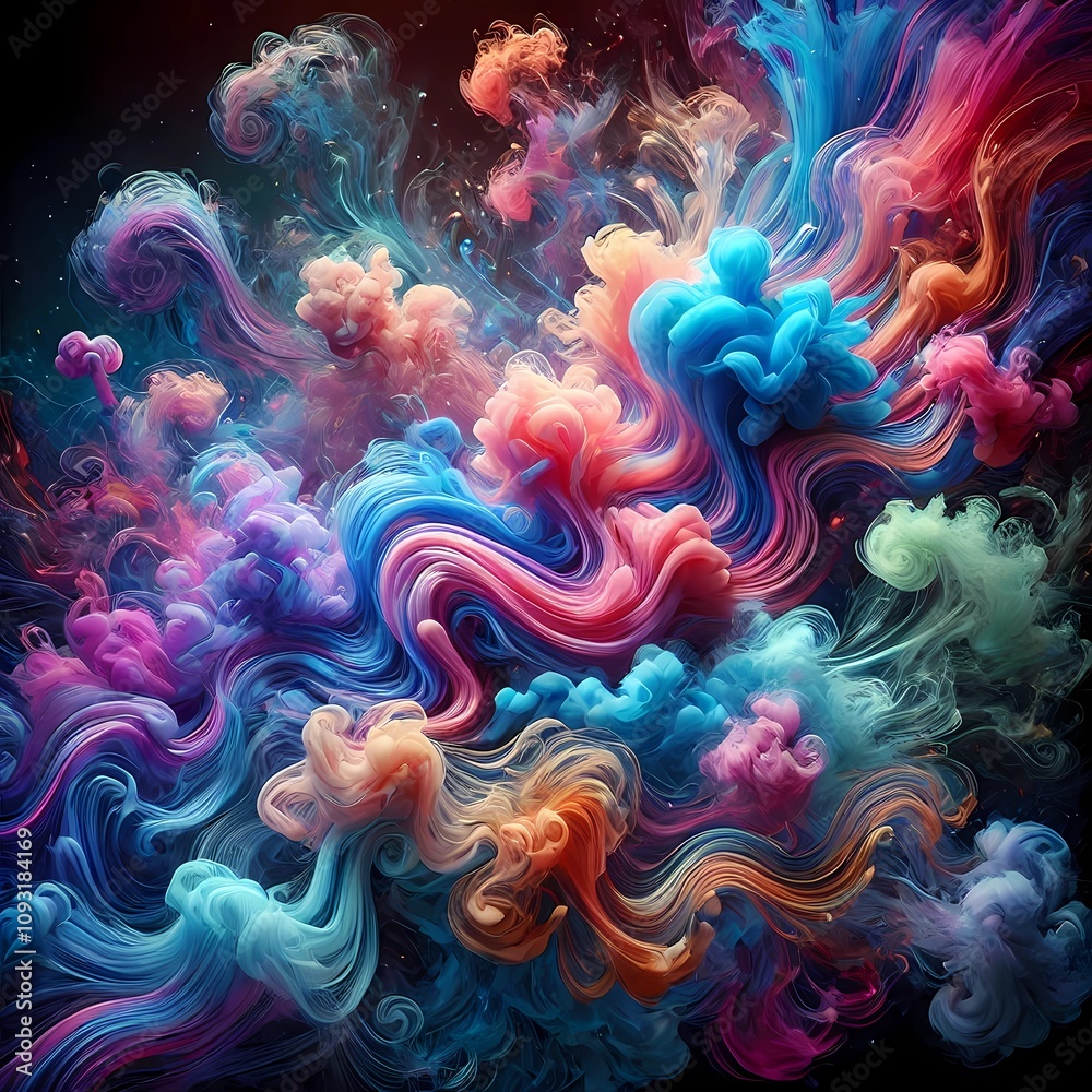 A mesmerizing image featuring colorful smoke swirling and blending in vibrant shades of blue, purple, pink, orange, and green A mesmerizing image featuring colorful smoke swirling and blending in vibrant shades of blue, purple, pink, orange, and green