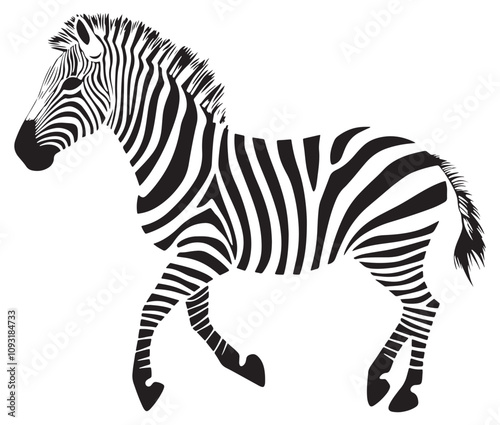 Zebra cartoon isolated on white background, Cartoon zebra silhouette icon photo