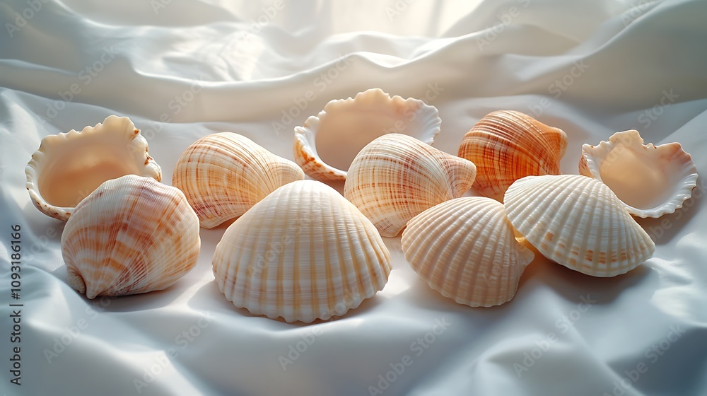 Shells on fabric Shells on fabric