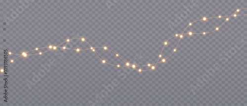 Vector Christmas lights on a transparent background. Christmas light PNG. Set of Christmas glowing garlands. For advertising invitations, web banners, postcards. Vector. Christmas decoration, LED lam	