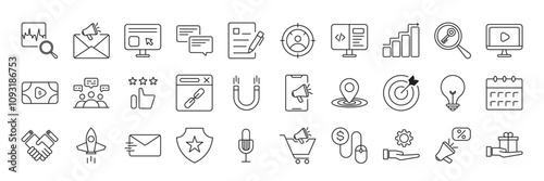 Digital Marketing Icon Set, Modern, Customizable, and Vector Based