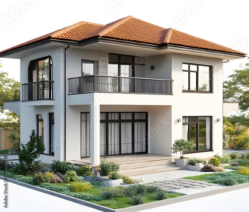 Modern house isolated on transparent background