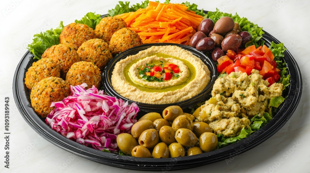 Culinary feast display middle eastern cuisine food platter vibrant ingredients close-up healthy eating concept Culinary feast display middle eastern cuisine food platter vibrant ingredients close-up healthy eating concept