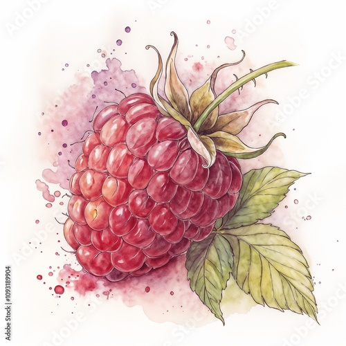 A collection of colorful, watercolor-style illustrations of various fruits and vegetables arranged in a grid pattern. The artwork features fruits like strawberries, bananas, apples, pineapples, and gr