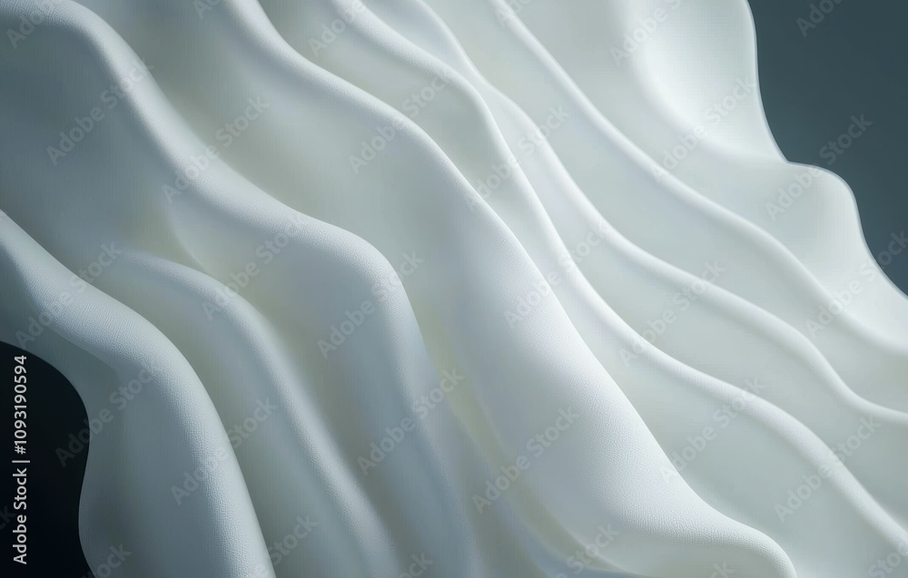 Obraz premium Clean and dynamic white flowing texture creating gentle curves minimalist abstract concept great for contemporary visuals