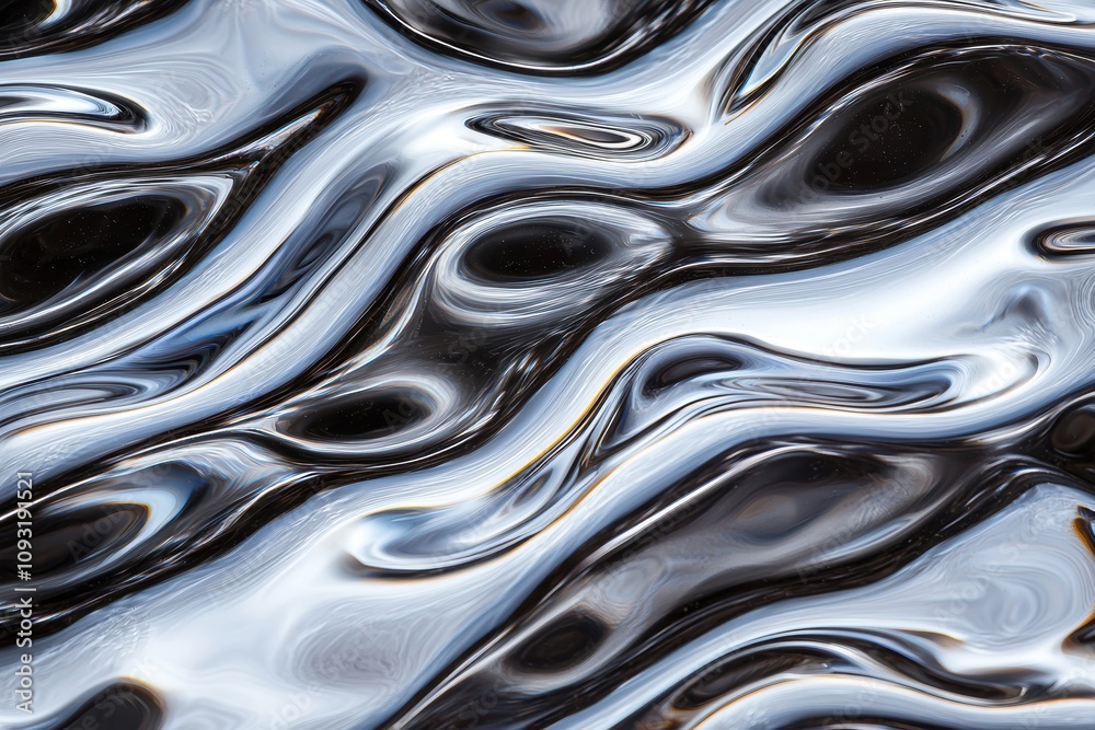 Dynamic waves of translucent silver and blue flowing harmoniously, creating a mesmerizing abstract composition Dynamic waves of translucent silver and blue flowing harmoniously, creating a mesmerizing abstract composition