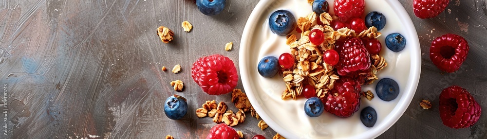 Healthy breakfast with yogurt granola Healthy breakfast with yogurt granola