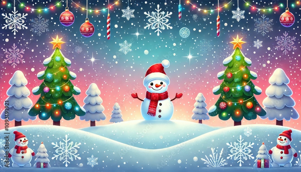 Christmas Wonderland, merry snowy landscape Christmas Wonderland, merry snowy landscape