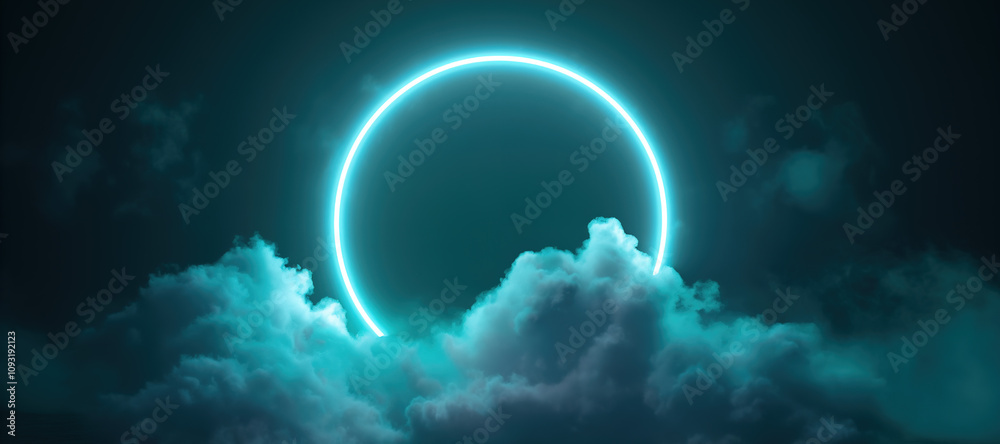 neon light circle line frame background with blue glowing smoke 9 neon light circle line frame background with blue glowing smoke 9
