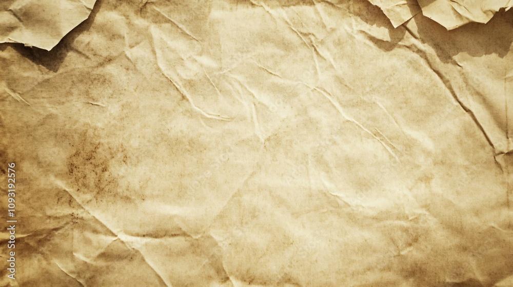 Crumpled paper showing folded and torn edges forming abstract texture Crumpled paper showing folded and torn edges forming abstract texture