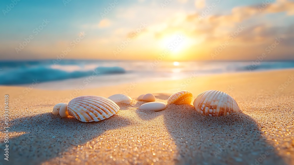 Obraz premium Sunset beach shells