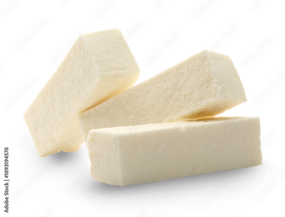 White marshmallow sticks on white White marshmallow sticks on white
