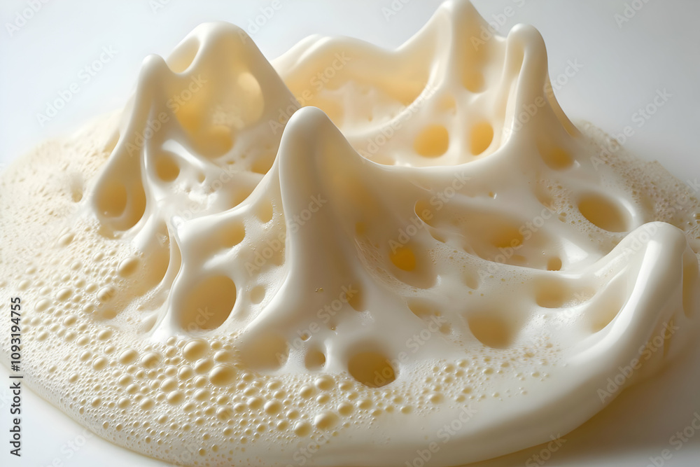 Photo, Creamy Foam Texture with Bubbles Abstract Background Photo, Creamy Foam Texture with Bubbles Abstract Background