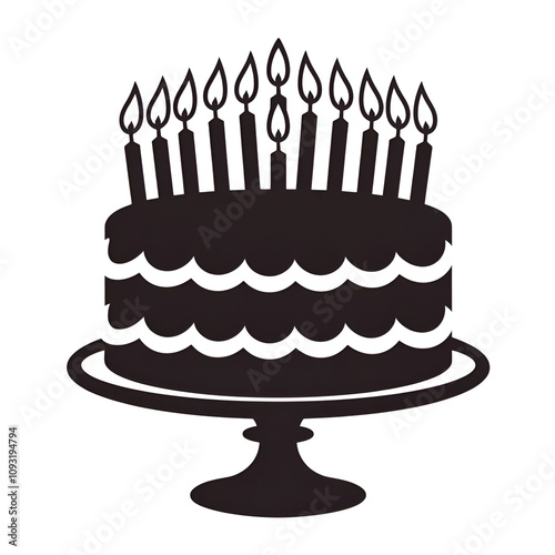 Silhouette image of a birthday cake icon 