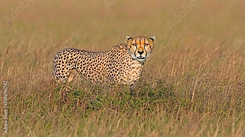 Cheetah Sprinting Through Savannah to Electronic Beats with Glowing Headphones