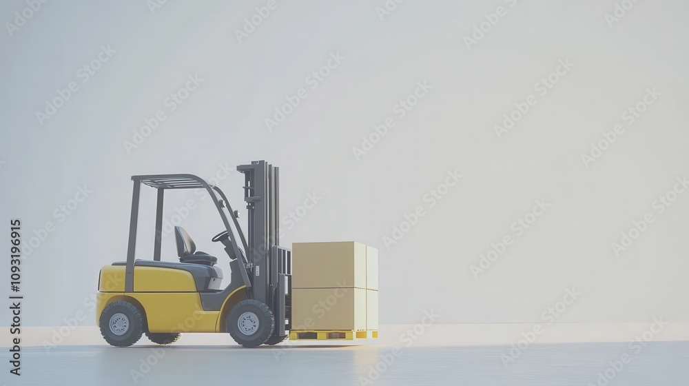 Forklift Lifting Pallets in Distribution Center Environment Forklift Lifting Pallets in Distribution Center Environment