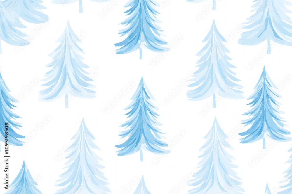 Seamless pattern with blue Christmas trees, vector, spline trees, white background Seamless pattern with blue Christmas trees, vector, spline trees, white background