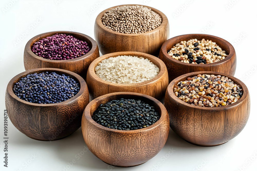 Photo: Assorted Grains and Legumes in Wooden Bowls Photo: Assorted Grains and Legumes in Wooden Bowls