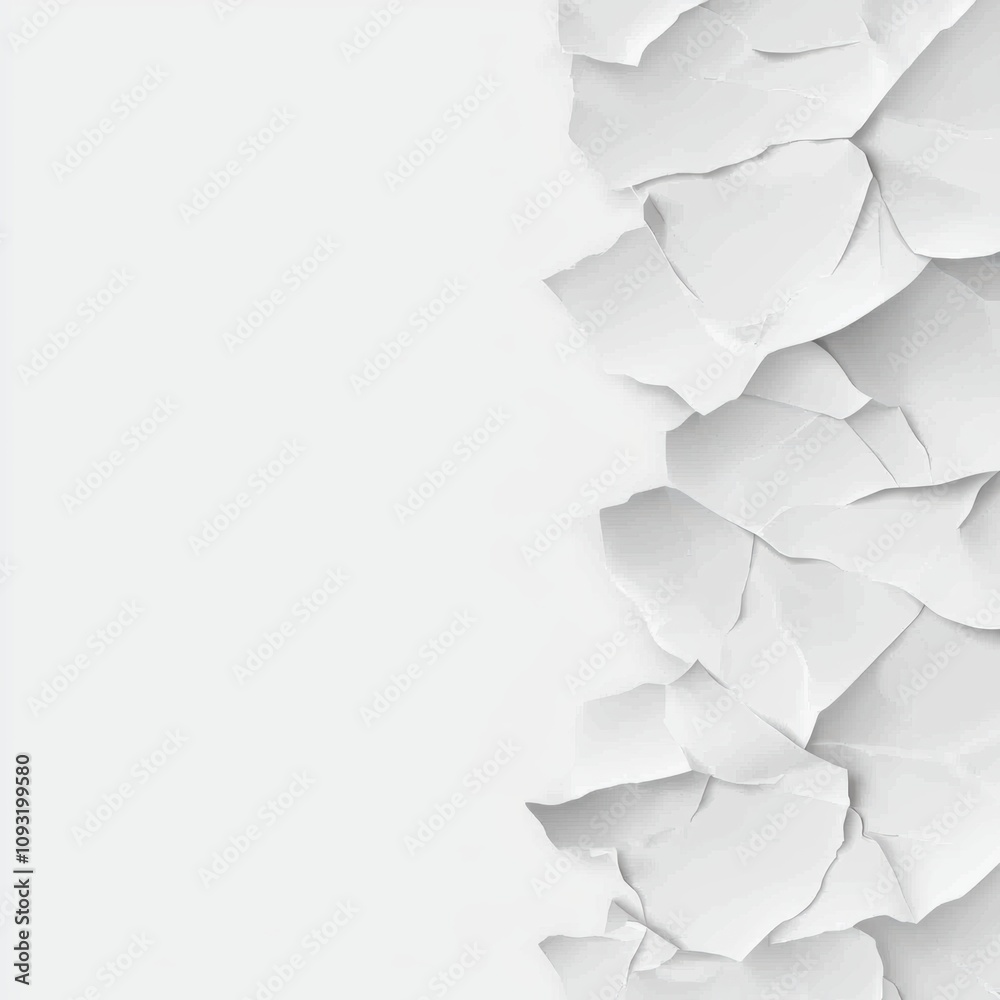 Crumpled white paper layers with rough torn edges subtle texture ideal for artistic compositions and textured backdrops Crumpled white paper layers with rough torn edges subtle texture ideal for artistic compositions and textured backdrops