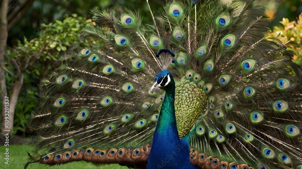 Obraz premium Intricate Peacock Feather Display in Natural Habitat