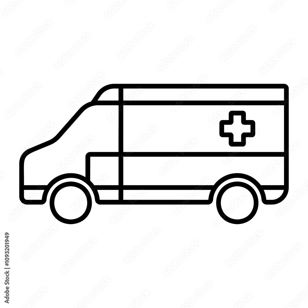 Fototapeta premium Emergency Ambulance Icon in Line Style