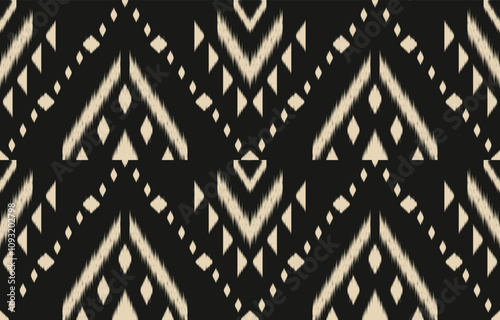 Geometric ethnic oriental ikat seamless pattern  color oriental. Aztec ornament print. Design for background ,curtain, carpet, wallpaper, clothing, wrapping, Batik, vector illustration.