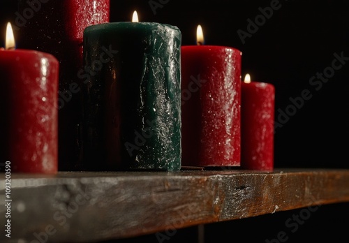 Christmas dresses on a crown table with new pagan ornaments for the New Year photo