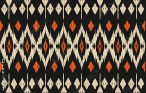 Geometric ethnic oriental ikat seamless pattern  color oriental. Aztec ornament print. Design for background ,curtain, carpet, wallpaper, clothing, wrapping, Batik, vector illustration.