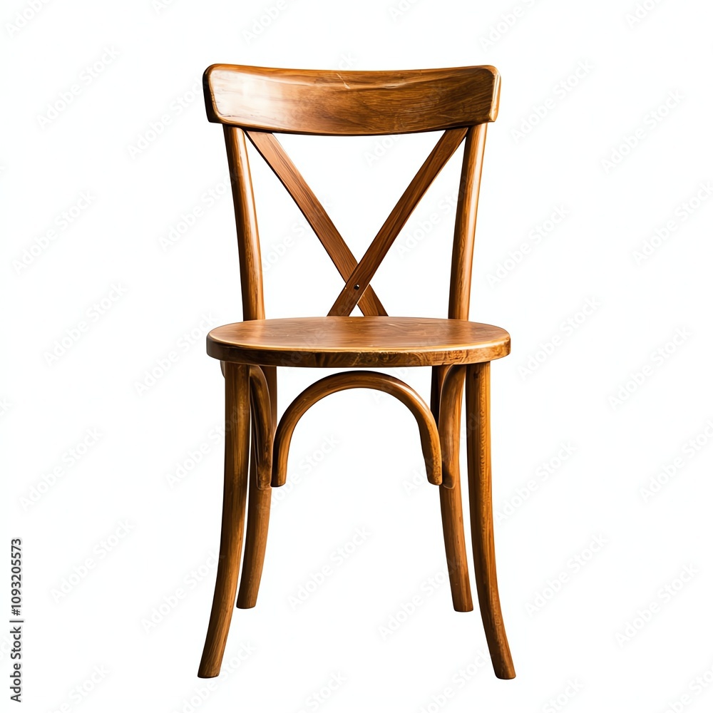 Stylish wooden chair with a cross-back design on a white isolated background. Stylish wooden chair with a cross-back design on a white isolated background.