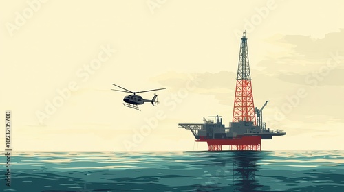 Minimalist Offshore Rig Design with Helicopter Landing photo