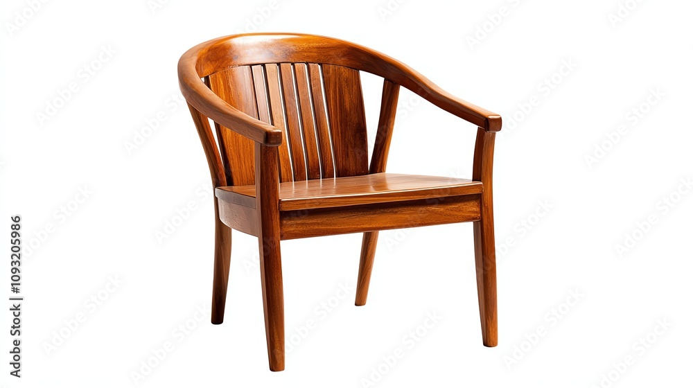 Wooden chair with curved design, isolated on white background. Wooden chair with curved design, isolated on white background.