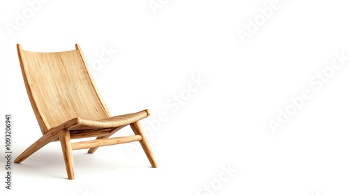 Stylish wooden chair, elegant design on a white isolated background.