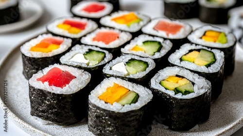 Sushi preparation and enjoyment restaurant food photography modern kitchen close-up culinary art