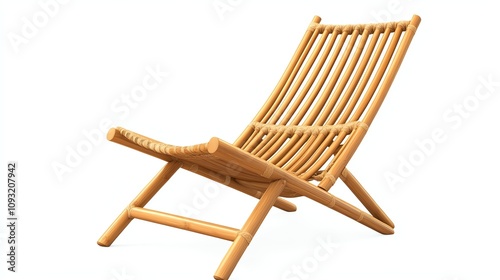 Stylish bamboo lounge chair, perfect for relaxation, white isolate background.