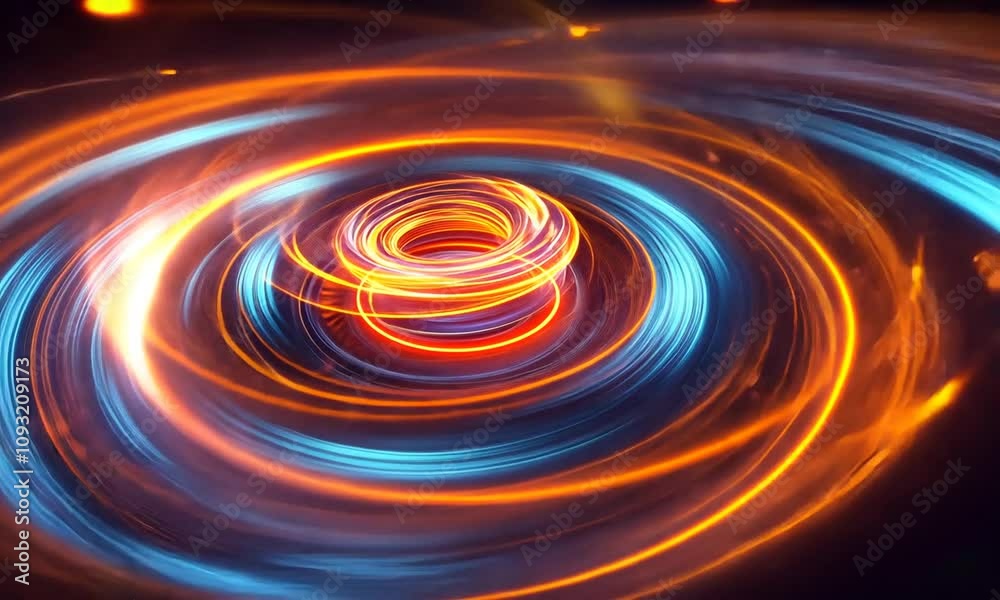 Abstract swirling light vortex with vibrant orange and blue hues. Abstract swirling light vortex with vibrant orange and blue hues.