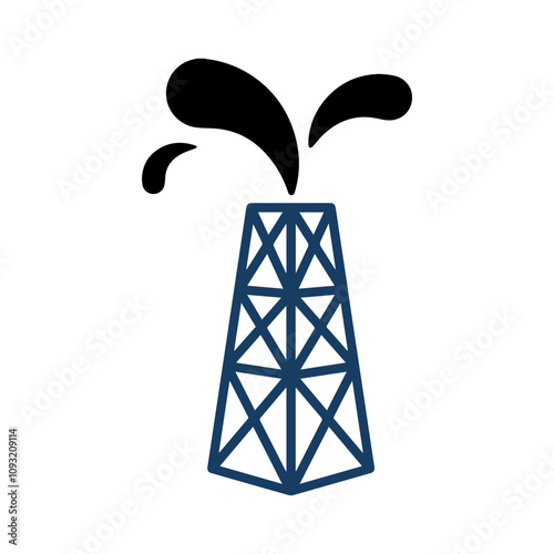 Oil rig. Vector simple black and white flat illustration.