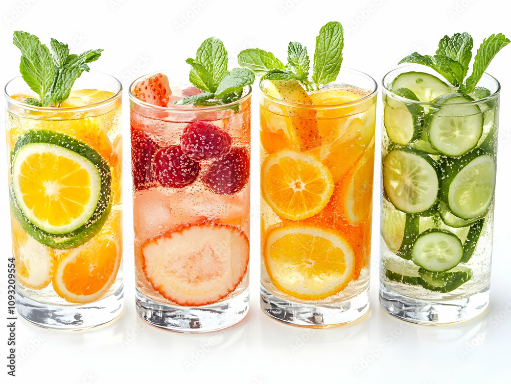 Photo Refreshing Fruit Infused Water Cucumber Orange Strawberry Raspberry Photo Refreshing Fruit Infused Water Cucumber Orange Strawberry Raspberry